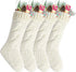 Kunyida Pack 4,18" Unique Ivory White Knit Christmas Stockings