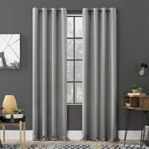 Sun Zero Soho 2-pack Blackout Energy Efficient Grommet Curtain Panel Pair, 54" x 108", Silver