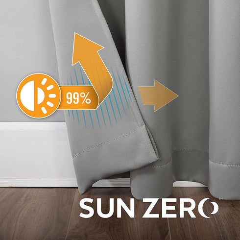 Sun Zero Soho 2-pack Blackout Energy Efficient Grommet Curtain Panel Pair, 54" x 108", Silver
