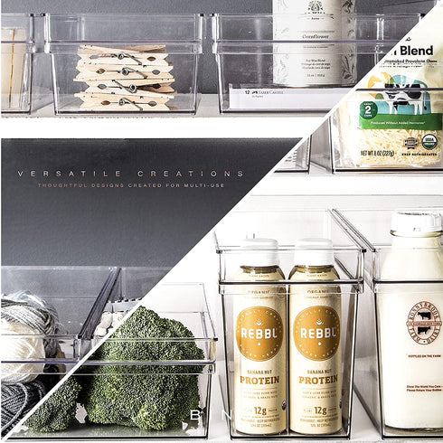 BINO | Plastic Storage Bins, Medium | THE HANDLER COLLECTION | Multi-Use Organizer Bins | Built-In Handle | BPA-Free | Pantry Organization | Home Organization | Fridge Organizer | Freezer Organizer