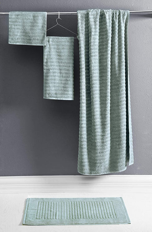 Classic Turkish Towels - 6 Pack Ribbed Wash Cloths for Your Body and Face -100% Cotton, Soft, Absorbent and Quick Dry Face Wash Towels (Spa Green, 13 x 13 Inches)