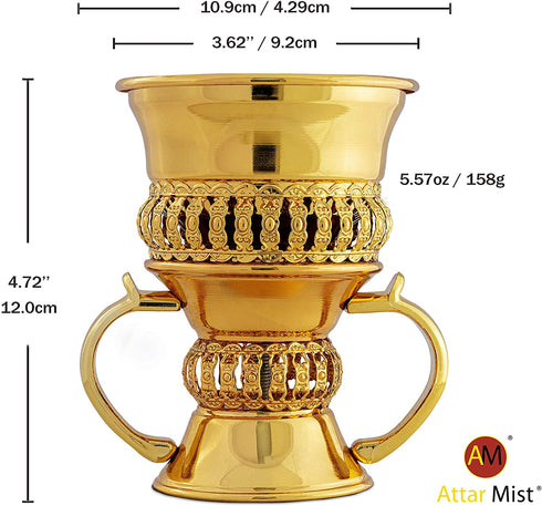 AM Regal Metal Incense Burner - Bakhoor Burner Mubkhara Frankincense Insence Burner - Ideal for Yoga, Spa & Aromatherapy (Gold)