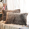 JAUXIO Faux Fur Decorative Throw Pillow Shams 2 Pack Luxury Shaggy Pillowcases Crystal Velvet Reverse King Size (Dark Grey Ombre, 20 X 36 Inches)