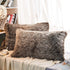 JAUXIO Faux Fur Decorative Throw Pillow Shams 2 Pack Luxury Shaggy Pillowcases Crystal Velvet Reverse King Size (Dark Grey Ombre, 20 X 36 Inches)