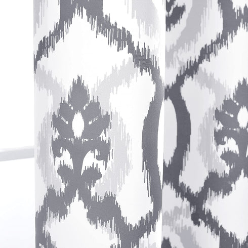 DriftAway Evelyn Ikat Fleur Floral Pattern Window Curtain Valance 52 Inch by 14 Inch Gray