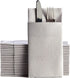 Gray Dinner Napkins Cloth Like with Built-in Flatware Pocket, Linen-Feel Absorbent Disposable Paper Hand Napkins for Kitchen, Bathroom, Parties, Weddings, Dinners or Events, 16x16 inches, Pack of 50