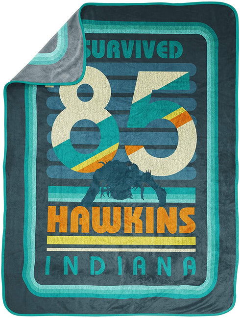 Jay Franco Stranger Things Hawkins 85 Throw Blanket - Measures 46 x 60 Inches, Kids Bedding - Fade Resistant Super Soft Fleece (Official Netflix Product)
