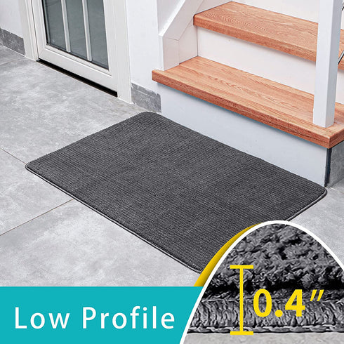 GKLUCKIN Ultra Absorbent Indoor Doormats, Durable Dark Grey 20"x32" Entryway Rug Non-Slip Rubber Bottom 0.4" Low Profile Mats for Front Door Bathroom Kitchen Laundry Room Entry Decor