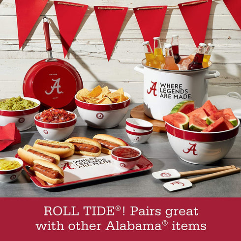 College Kitchen Collection Alabama Crimson Tide Serving Party Bowls / Mixing Bowls Set / Food Appetizer Serveware - 4 Piece, White