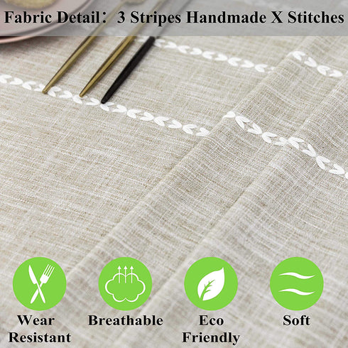 Home Brilliant Faux Linen Tablecloth Rectangular Table Cloth for Rectangle Tables 6 Foot for Kitchen Dinning Striped Tabletop Decoration (52 x 72 Inch, Light Linen)