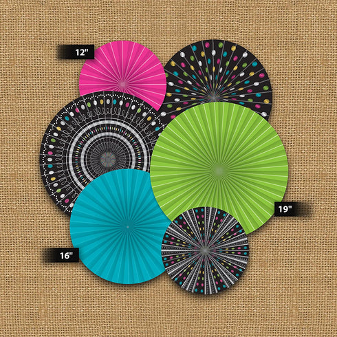 Chalkboard Brights Hanging Paper Fans