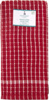 Pleasant Home Kitchen Towels (18" x 24", 6 Pack) Check Design - Solids and Multi- 320 GSM - Super Absorbent Kitchen Towels (Red, Solid Yarn Dyed)