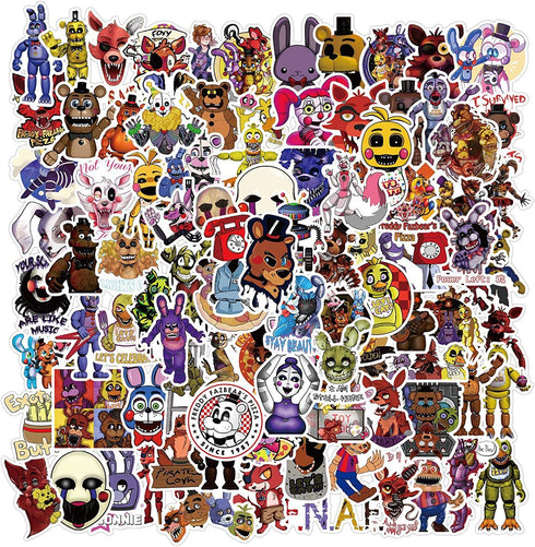 100pcs Five Nights at Freddy's Vinyl Skateboard Guitar Travel Case Sticker Door Laptop Luggage Car Bike Bicycle Stickers (Five Nights at Freddy's)