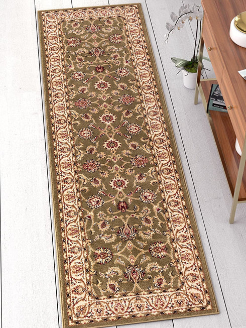 Well Woven Barclay Sarouk Green Traditional Area Rug 2'3" X 7'3" Runner