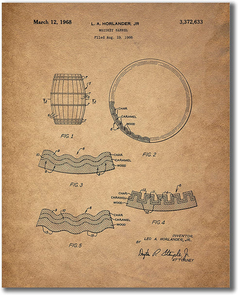 Whiskey Patent Wall Art Prints - Set of 6 Vintage Whisky Photos