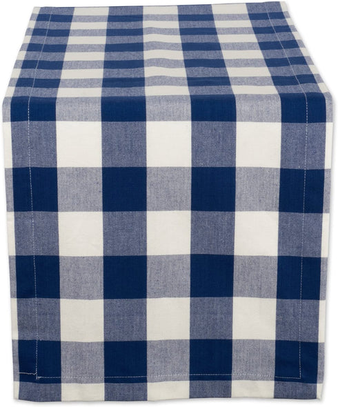 DII Buffalo Check Collection, Classic Farmhouse Table Runner, 14x108, Navy & Cream