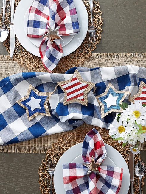 DII Buffalo Check Collection, Classic Farmhouse Table Runner, 14x108, Navy & Cream