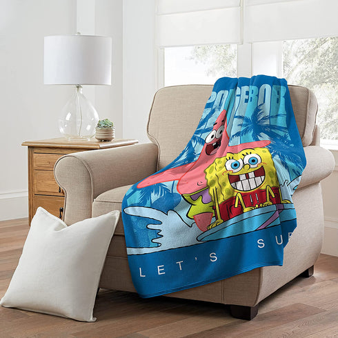 Spongebob Squarepants Lets Surf Throw Plush Blanket, 46" x 60"