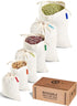 Colony Co. Reusable Bulk Food Bags, Set of 6 - Assorted Sizes, Certified Organic Cotton Muslin, Tare Weight Label, Washable, Double-Drawstring Design, Recyclable Packaging, Zero Waste