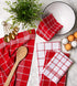 DII Waffle Weave Kitchen Collection, 100% Cotton, Kitchen Set, Red 8 Piece