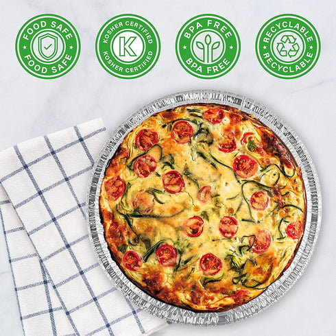 PARTY BARGAINS Round Heavy Duty Disposable Aluminum Pans. For Baking, Roasting. BBQ, Perfect in kitchen, for Takeout Food, Catering, Picnic, Camping (9 Inch no lids, 40)