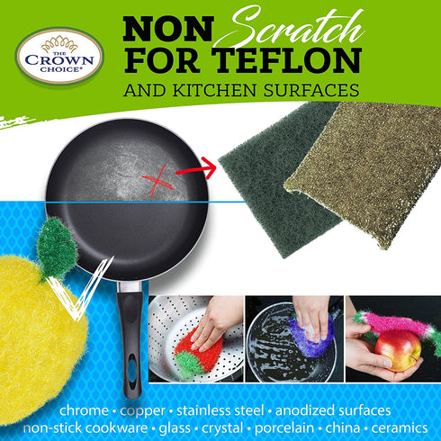 Durable Dish Scrubber by Dish Scrubbie (5PK) Fruit Shaped Kitchen Sponge Washing Dishes Reusable Sponges for Scrubbing, Cleaning, Dishwashing No Odor Scrubbers to Replace Dish Cloth, Scrub Pad