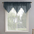 No. 918 Erica Crushed Texture Sheer Voile Beaded Ascot Rod Pocket Curtain Valance, 51 in x 24, Teal