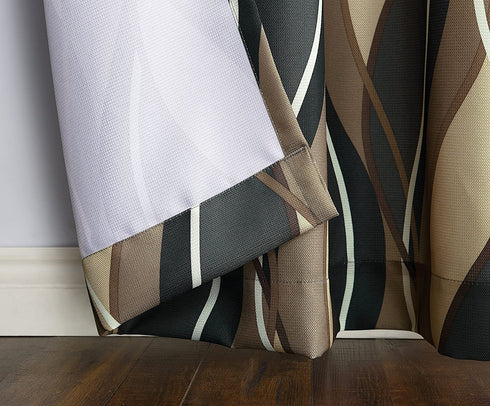 No. 918 Intersect Wave Print Casual Textured Curtain Panel, Charcoal, 48" x 84"