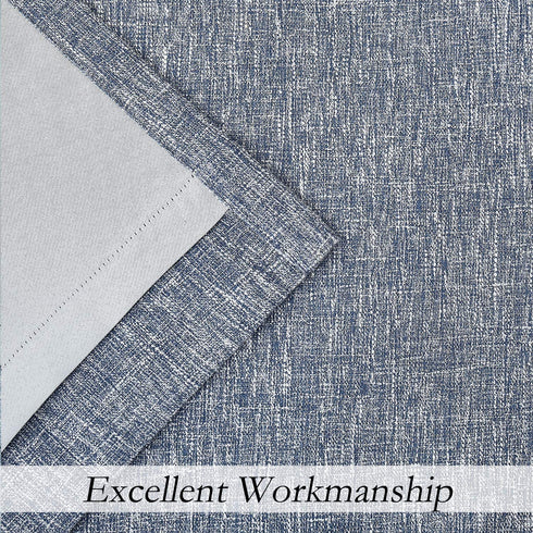 Navy Solid Moderate Blackout Curtain Heavy Linen Texture Room Darkening Window Treatment for Bedroom Noise Reducing Drapes 8 Grommets Top for Living Room with Gray Liner Navy Blue 50" x 63", 1 Piece