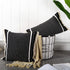 OJIA Modern Throw Pillow Cover with Tassels, Decorative Liana Fringe Accent Cushion Case, Farmhouse Woven Pillowcase for Sofa Chair Couch Bed Decor (Square 18 Inches, Black)