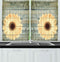 Ambesonne Floral Kitchen Curtains, Rustic Wooden Planks with Sunflower Floral Oak Tree Daisy Gerbera Country, Window Drapes 2 Panel Set for Kitchen Cafe Decor, 55" X 39", Yellow Grey