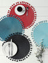 DII Woven Placemat Collection Round, 14.75" Diameter, Hot Red Tassel, 6 Piece