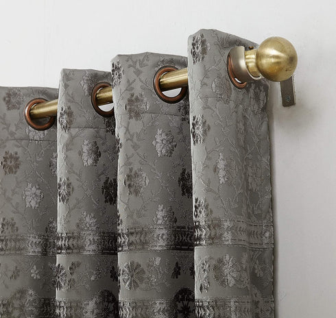 Sun Zero Elidah Medallion Bonded Velvet 100% Blackout Grommet Curtain Panel, 50" x 95", Gray