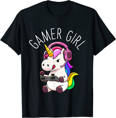 Gamer Girl Unicorn Gaming Cute Video Game Gift Women Girls T-Shirt