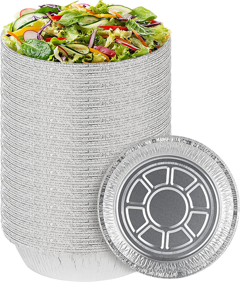 PARTY BARGAINS Round Heavy Duty Disposable Aluminum Pans. For Baking, Roasting. BBQ, Perfect in kitchen, for Takeout Food, Catering, Picnic, Camping (9 Inch no lids, 40)