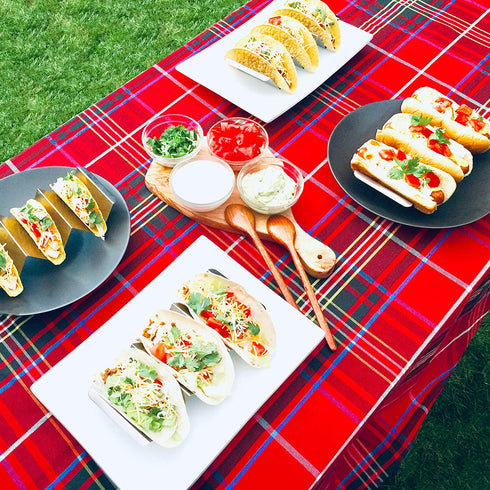 6 Pack Jumbo Taco Holder Stands - Stainless Steel Taco Racks - Metal Taco Trays - Restaurant Grade Stainless Steel for Fuller Sized Tacos - Oven and Dishwasher Safe - Soft and Hard Shell Taco Holders