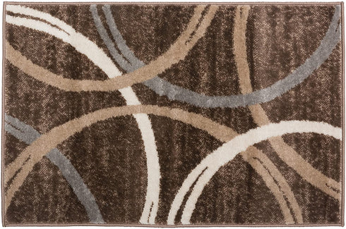 Rugshop Modern Wavy Circles Design Area Rug 2' x 3' Brown