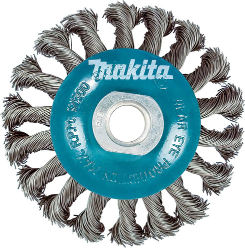 Makita 1 Piece - 4 Inch Knotted Twist Wire Wheel Brush for Grinders - Heavy-Duty Conditioning for Metal - 4" x 5/8-Inch | 11 UNC