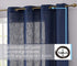 HLC.ME Abbey Faux Linen Textured Semi Sheer Privacy Sun Light Filtering Transparent Window Grommet Short Thick Curtains Drapery Panels for Bedroom & Living Room, 2 Panels (54 W x 72 L, Navy Blue)
