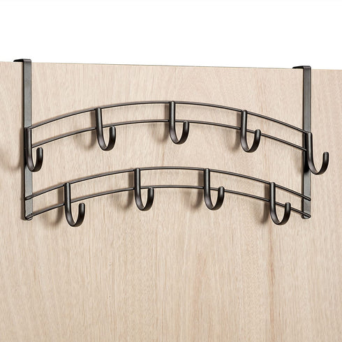 Lynk Over Door 9 Hook Rack Shirt, Belt, Hat, Coat, Towel Organizer, Bronze