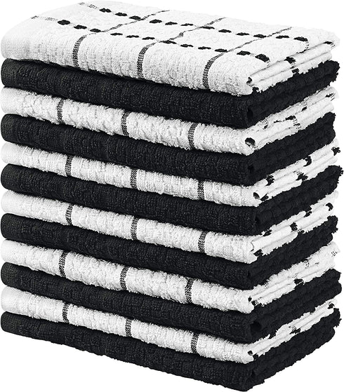 Utopia Towels Kitchen Towels, Pack of 12, 15 x 25 Inches, 100% Ring Spun Cotton Super Soft and Absorbent Black Dish Towels, Tea Towels and Bar Towels
