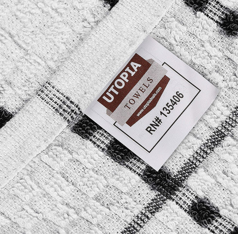 Utopia Towels Kitchen Towels, Pack of 12, 15 x 25 Inches, 100% Ring Spun Cotton Super Soft and Absorbent Black Dish Towels, Tea Towels and Bar Towels