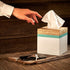 Modern Square Wooden Tissue Box Cover Holder for Bathroom Vanity Countertops, Bedroom Dressers, Night Stands, Desks and Tables, Rustic Farmhouse - White and Sea Mist Green