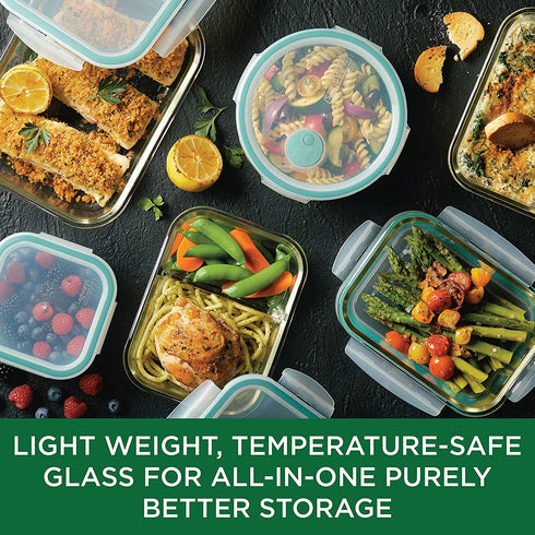 LocknLock Purely Better Glass Food Storage Container with Steam Vent Lid, Rectangle-68 oz, Clear