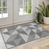 iOhouze Indoor Outdoor Doormat, 32" x 20" Non-Slip Grey Outdoor Rug, Absorbent Resist Dirt Front Back Door Mat, Low Profile, Machine Washable, Welcome Mat for Entryway, Patio (Grey Magic Geome)