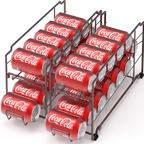 2 Pack - Stackable Beverage Soda Can Dispenser Organizer Rack, Bronze