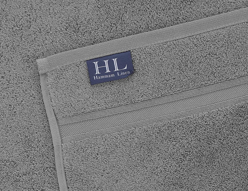 Hammam Linen Bath Towel Set 3 Pieces Soft and Absorbent, Premium Quality 100% Cotton 1 Bath Towel 1 Hand Towel 1 Washcloth (Cool Grey)