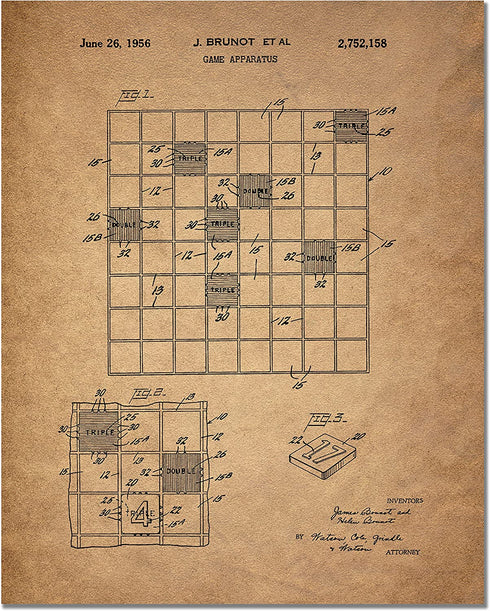 Board Games Patent Wall Art Prints - Set of 6 Vintage Family Board Games Photos