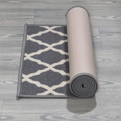 Ottomanson Glamour Collection Non-slip Trellis Design Runner Rug, 20" x 59", Gray