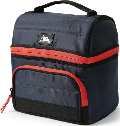 Arctic Zone High Performance Ultimate Secret Insulated Lunch Box Bucket Bag with 2 Piece Leak Proof Food Container and 350g High Performance Ice Pack - Navy